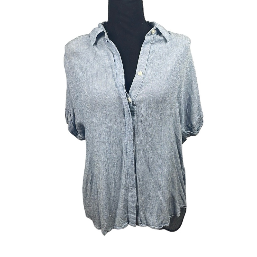 Chicos asymmetrical button down lightweight summer beach boho cottage coastal